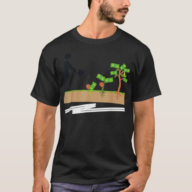 Camiseta Bolsa Comercial Plantando Moeda Gráfico (Frente)