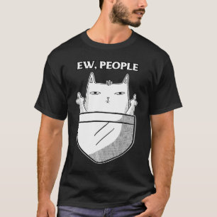 Camiseta Bolsa de Gato Engraçado Pessoas Ew Meowy para Aman