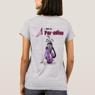 Camiseta Bolsa de golfe com aguarela roxa, bandeira e bola