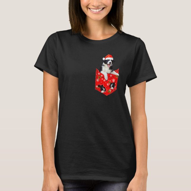 Camiseta Bolsa de Natal para Border Collie para Border Coll (Frente)