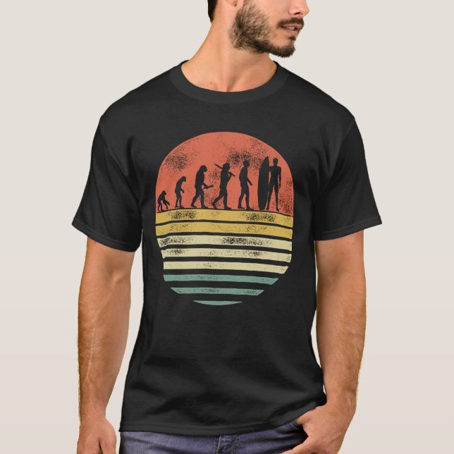 Camiseta Bolsa de Surfe Engraçada Evolução Retroativa Prese (Frente)