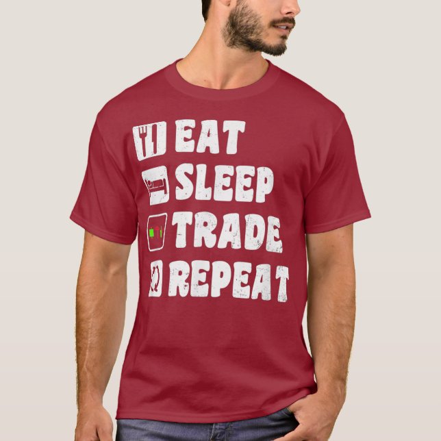 Camiseta Bolsa de Valores Design de Sono Repetir Presente (Frente)