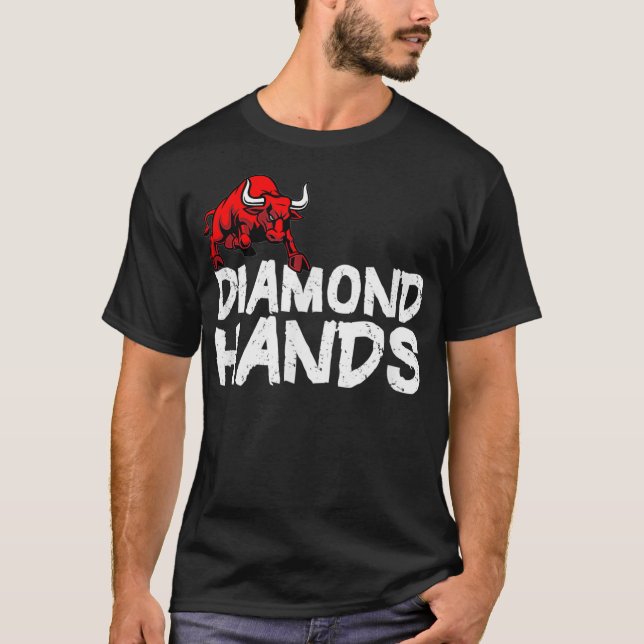 Camiseta Bolsa de Valores Mãos de Diamante Bull TShirt Gift (Frente)