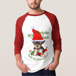 Camiseta Bolsas de Natal de Yorkshire Terrier