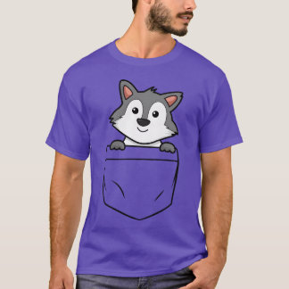 Camiseta Bolsinho de lobo animal bolsinho crianças amigo fo