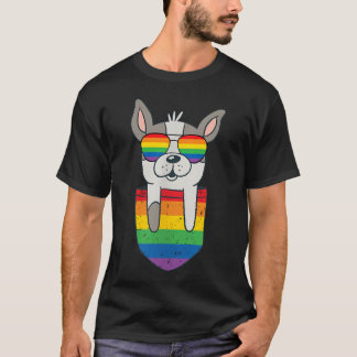 Camiseta Bolsinho Divertido Cachorro Fofo Bandeira Arco-Íri
