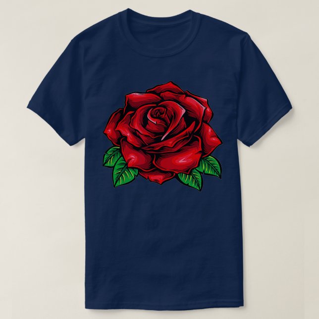 Camiseta Bolso de Amor Romântico com Flor de Rosa vermelha  (Frente do Design)