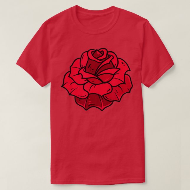 Camiseta Bolso de Amor Romântico com Flor de Rosa vermelha  (Frente do Design)