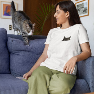Camiseta Bolso de Gato Preto de Pequim