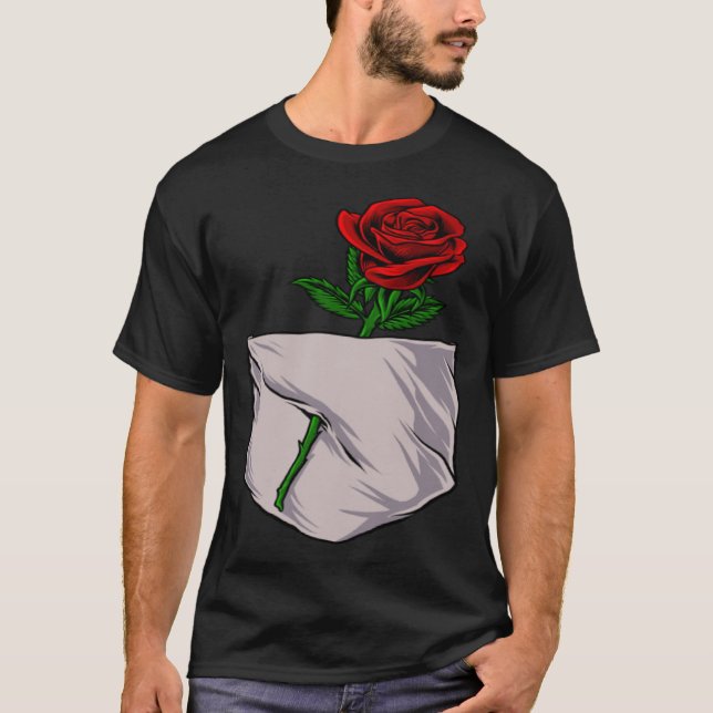 Camiseta Bolso de Na moda de rosa vermelha para homens e mu (Frente)