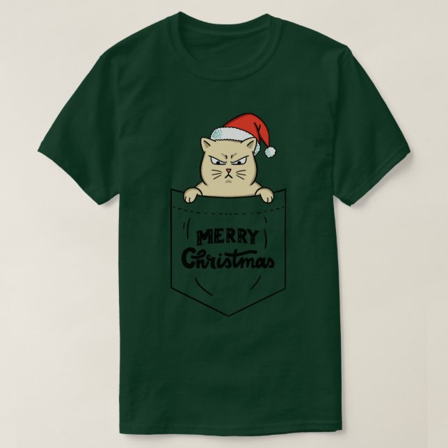 Camiseta Bolso de natal Feliz Gato (Frente do Design)