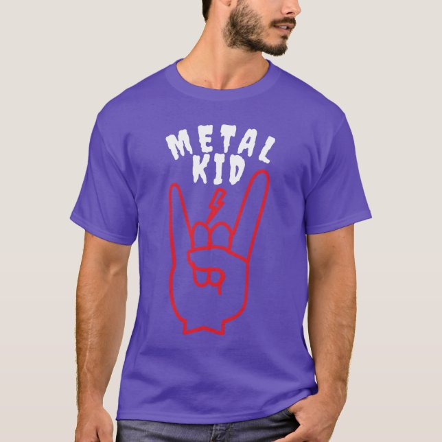 Camiseta Bolt Rock Sign Rock Hand Metal Kid Music Lover fun (Frente)