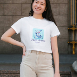 Camiseta Bom Charme, design Azul, T-Shirt Personalizado