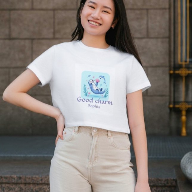 Camiseta Bom Charme, design Azul, T-Shirt Personalizado (Criador carregado)