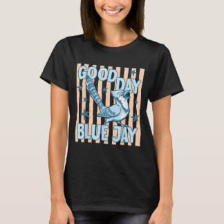 Camiseta Bom Dia Azul Jay Fofo Gráfico Retro De Pássaro De