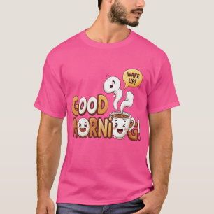 Camiseta Bom Dia Café Bonito e Bagel - Cartoon Acordar Up