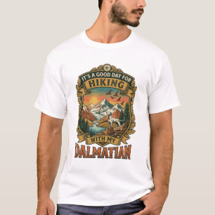 Camiseta Bom Dia Caminhada Cão Dalmata Montanhas Rio