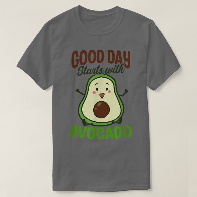 Camiseta Bom Dia Comece Com Avocado Design Avocado (Frente do Design)