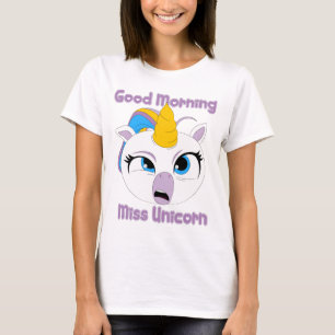 Camiseta Bom dia Miss Unicorn   Unicórnio engraçado cansa