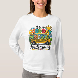 Camiseta Bom Dia Para Aprender Ônibus Animais Sol