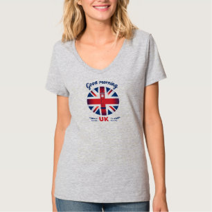 Camiseta Bom dia Reino Unido - Union Jack & London Phone Bo