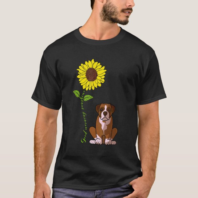 Camiseta Bom Dia Sunshine Ama Meu Cachorro Boxinho Mãe (Frente)