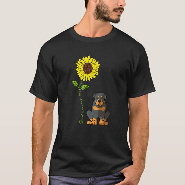 Camiseta Bom dia Sunshine Ama Meu Cachorro Rottweiler Mãe (Frente)