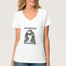 Camiseta "Bom Humor" – Rosto de Mulher Monocromáti