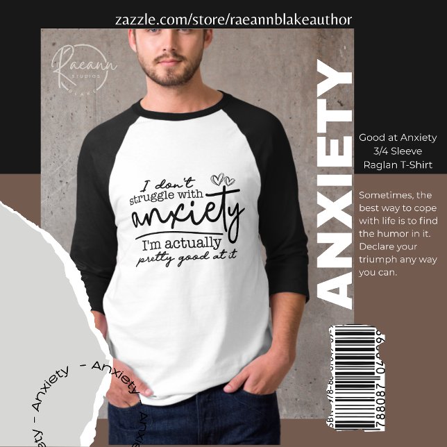 Camiseta Bom na Ansiedade 3/4 Capa Raglan T-Shirt (Criador carregado)