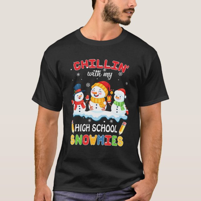 Camiseta Bom Natal A Chiller Com O Meu Segundo grau Snowmi (Frente)