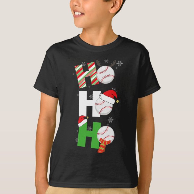 Camiseta Bom Natal Jogador de Pijama de Beisebol Correspond (Frente)