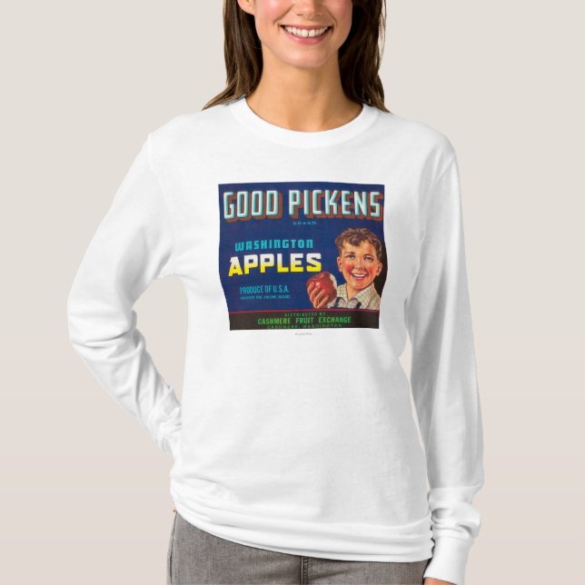 Camiseta Bom Pickens Apple etiqueta - a caxemira, WA (Frente)