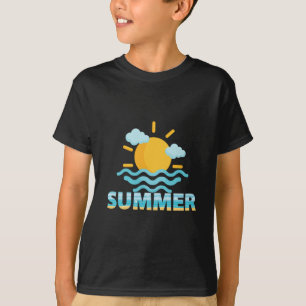 Camiseta "Bom Tchau Escola", "Olá, Férias do Sol de Verão,