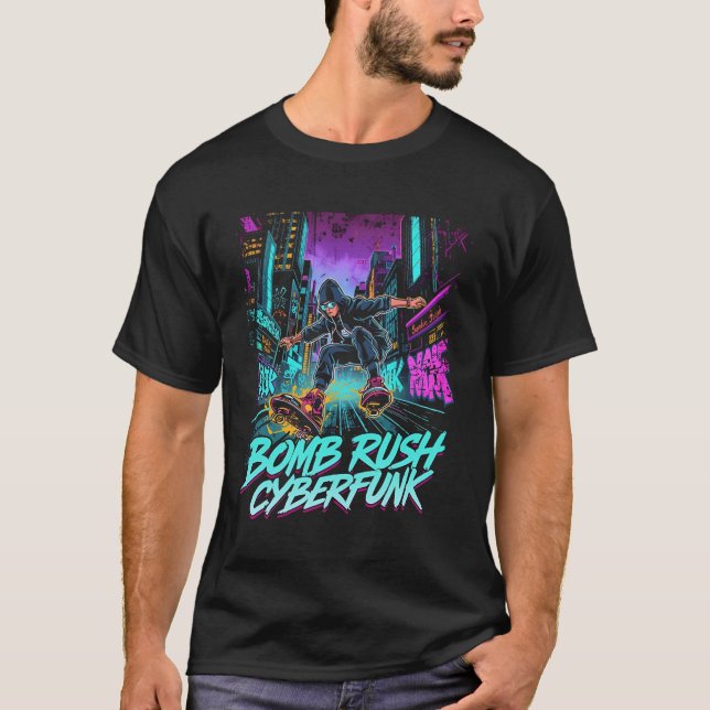 Camiseta Bomb Rush Cyberfunk – Neon Street Rebellion (Frente)