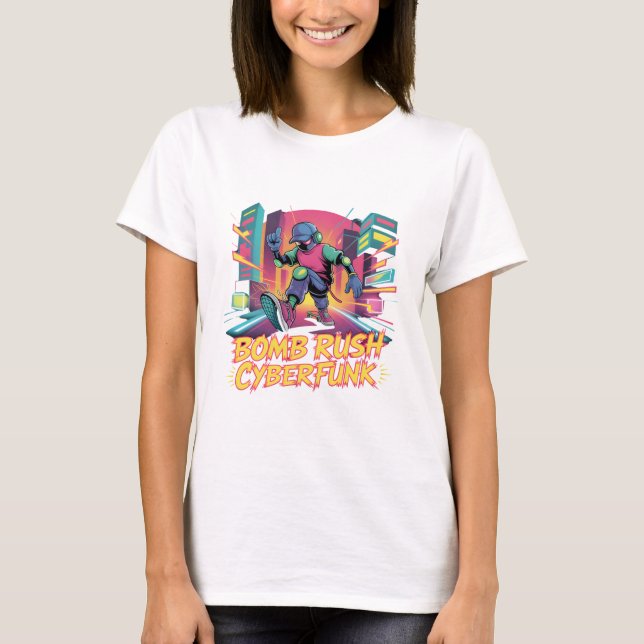 Camiseta Bomb Rush Cyberfunk – Neon Street Rebellion (Frente)