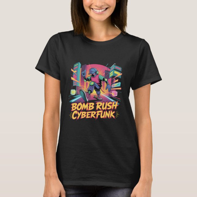 Camiseta Bomb Rush Cyberfunk – Neon Street Rebellion (Frente)