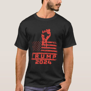 Camiseta Bomba 2024 em punho de bandeira americana T Shirt