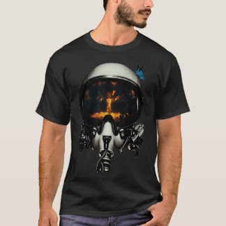 Camiseta Bomba atômica de Arte Luminosa no capacete de pilo
