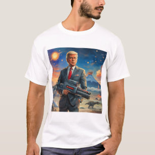Camiseta Bomba no Planeta Alienígena Dinossauros Laser Gun