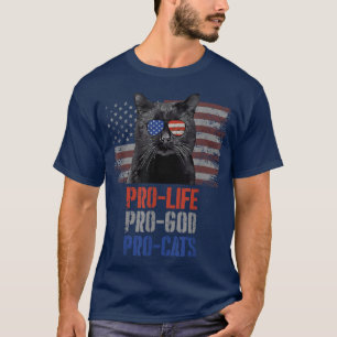 Camiseta Bombaim Cat Pro Life Pro God Pro Cats Flag America