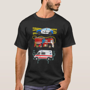 Camiseta Bombardeio de Carro Policial Ambulância Primeiros 