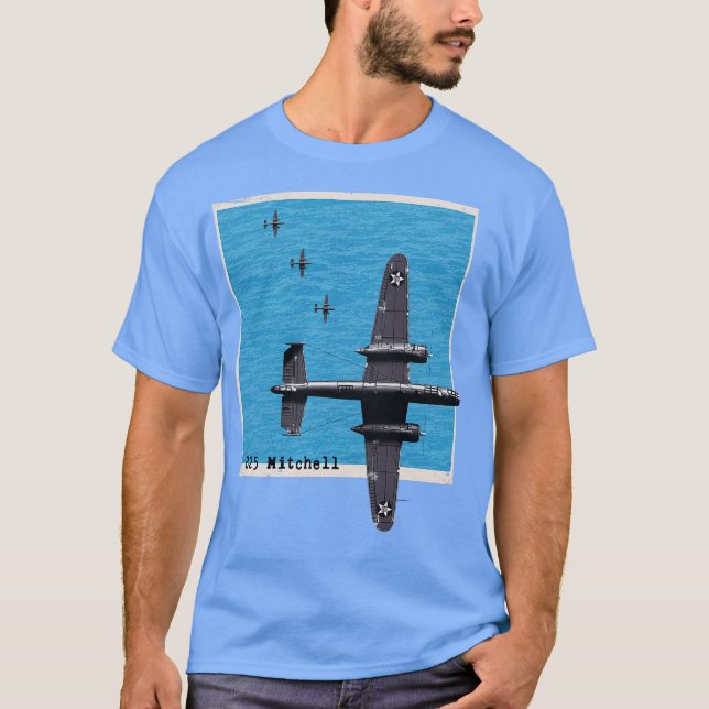 Camiseta Bombardeiro B25 Mitchell WW2 sobre o oceano (Frente)