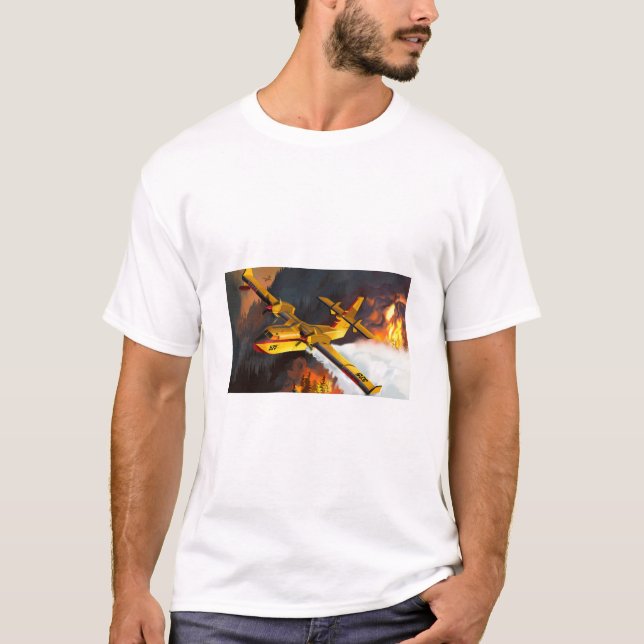 Camiseta Bombardeiro fazer uma gota sobre o incêndio flores (Frente)