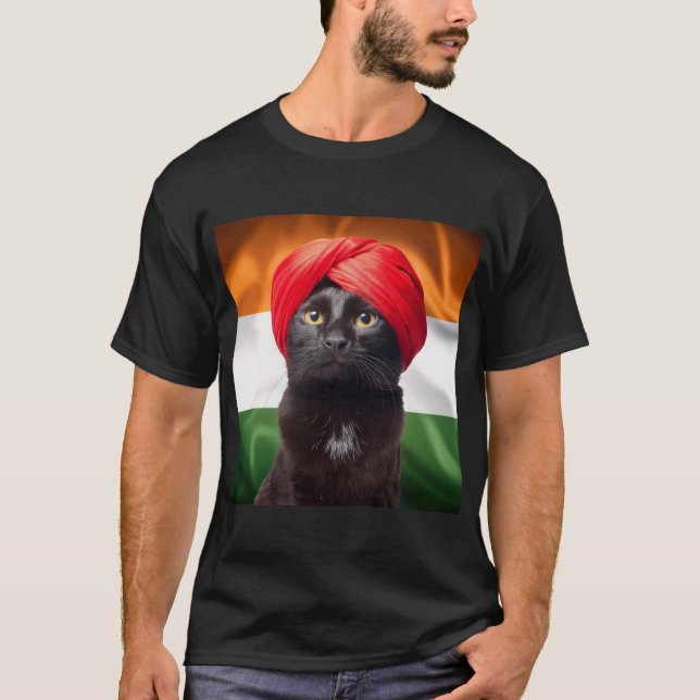 Camiseta Bombay Cat Breed Vestindo Turban (Frente)