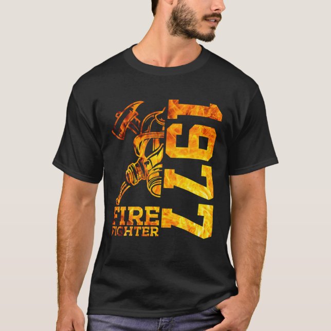 Camiseta Bombeiro 1977 Brigada de Bombeiros de 45 Anos 45 A (Frente)