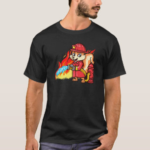 Camiseta Bombeiro 911 Fogo Engraçado de Esquilo