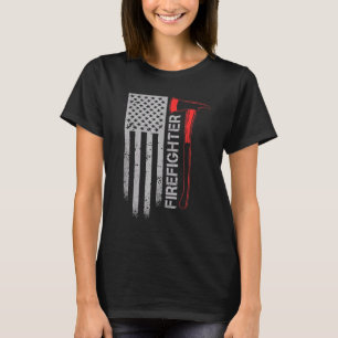 Camiseta Bombeiro American Flag Ax 4 De Julho Homem-Fogo