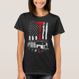 Camiseta Bombeiro Americano Fire Truck Red Ax Fireman EUA