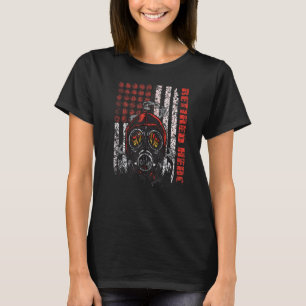 Camiseta Bombeiro americano Flag Gasmask Bombeiro aposentad