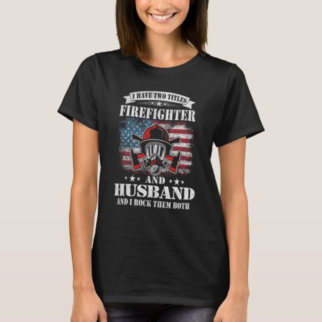 Camiseta Bombeiro Americano Flag Mariband Fathers Da (Frente)